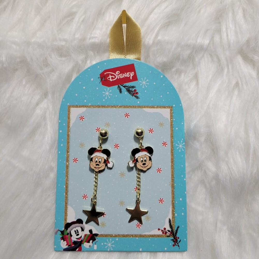 Disney Mickey Santa Star Drop Earrings